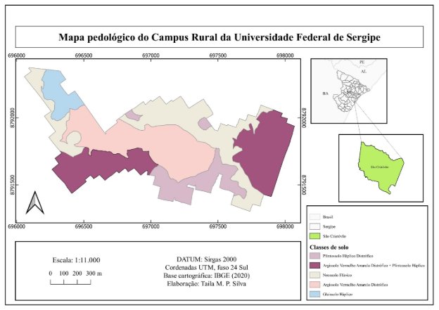 Mapa pedológico com distribuição das classes de solo