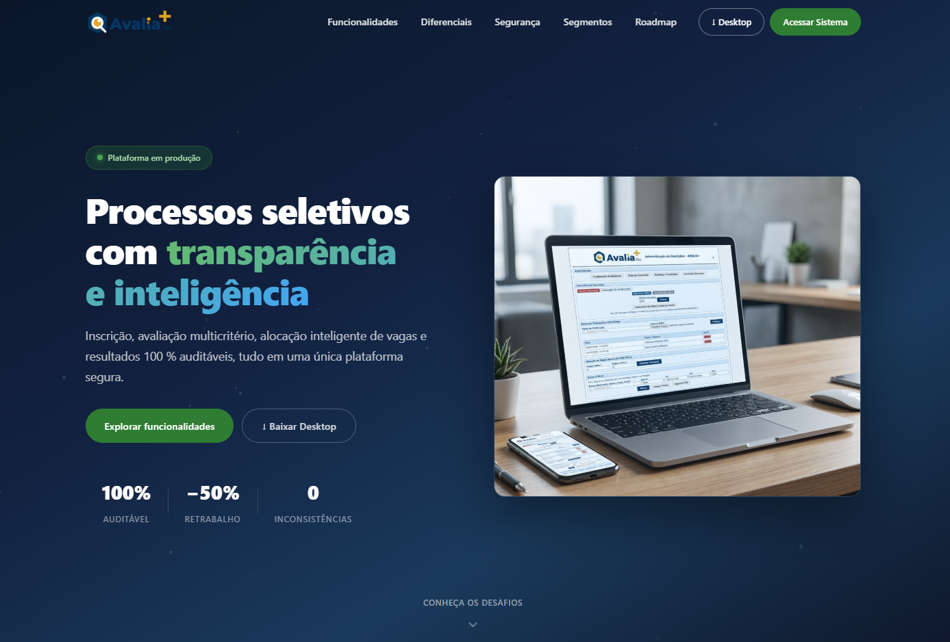 Plataforma Avalia+ para submissão e avaliação de projetos de inovação