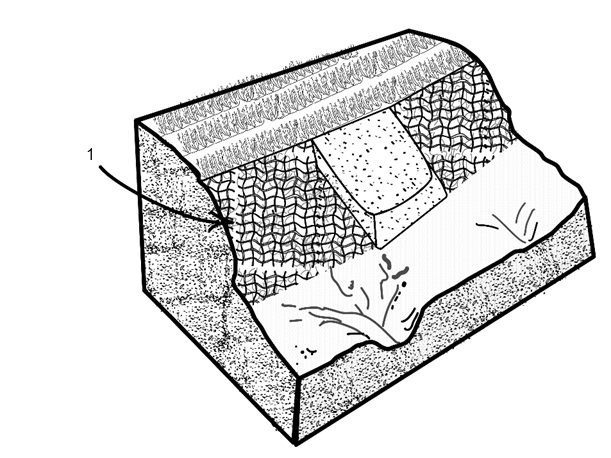 Detalhe da estrutura do geocomposto híbrido